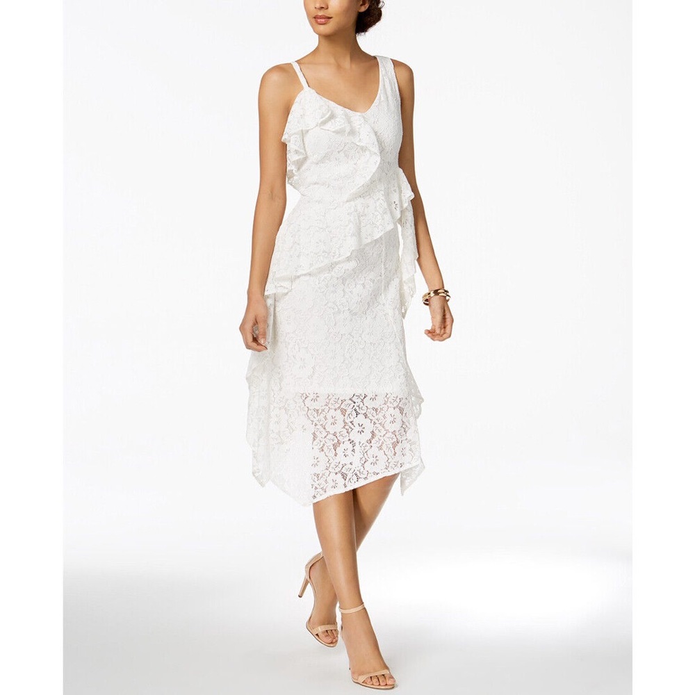 Taylor White Lace Asymmetrical Dress